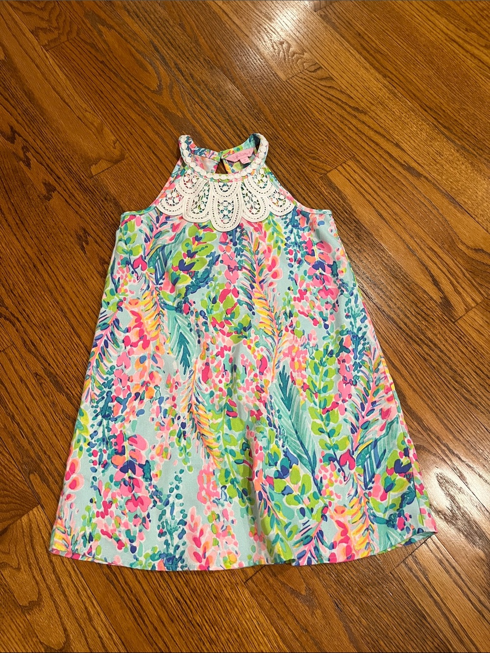 Girls' Floral Halter Dress with Lace Yoke - Multicolor Lily Pulitzer girl 10